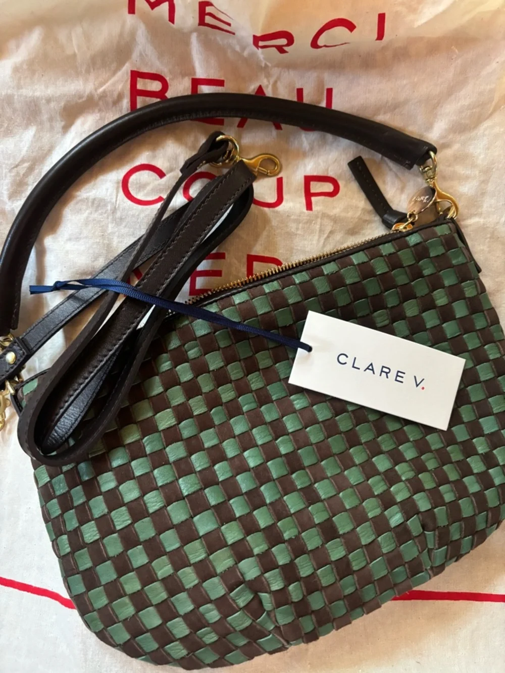 Clare V. Petit Moyen - Pine/ Chocolate NWT - Picture 6 of 8